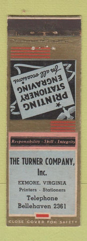 Matchbook Cover - The Turner Company Printing Stationery Exmore VA