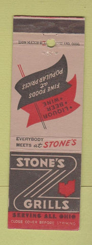 Matchbook Cover - Stone's Grills Ohio CHAIN OH Miami FL