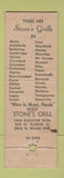 Matchbook Cover - Stone's Grills Ohio CHAIN OH Miami FL