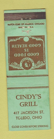 Matchbook Cover - Cindy's Grill Toledo OH WORN
