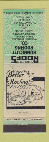 Matchbook Cover - Hunniscutt Roofing Company Thomaston Griffin GA