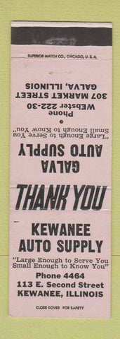 Matchbook Cover - Kewanee Auto Supply IL Galva