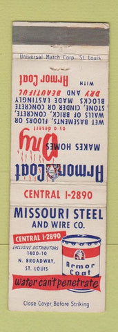 Matchbook Cover - Missouri Steel and Wire Armor Coat St Louis MO