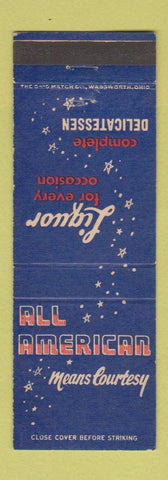 Matchbook Cover - All American Liquor Deli