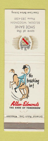 Matchbook Cover - Allen Edmonds Shoes Shoe Bank Belgium WI WEAR