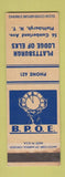 Matchbook Cover - Elks Lodge Plattsburg NY