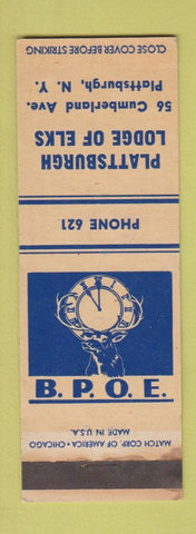 Matchbook Cover - Elks Lodge Plattsburg NY