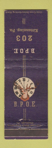Matchbook Cover - Elks Lodge Kittanning PA