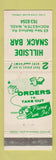 Matchbook Cover - Hillside Snack Bar Rochester MA