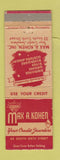 Matchbook Cover - Max Kohen Jewelry Minneapolis MN WEAR