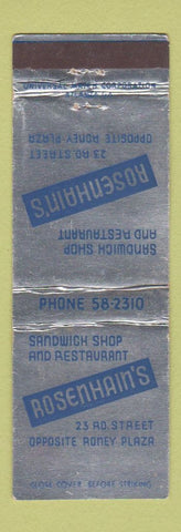 Matchbook Cover - Rosenhain's Restaurant Miami Beach FL WEAR