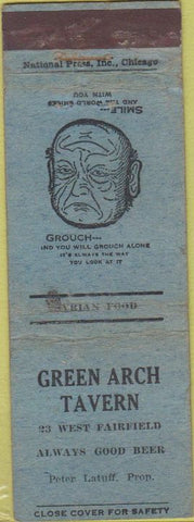 Matchbook Cover - Green Arch Tavern NO TOWN WORN