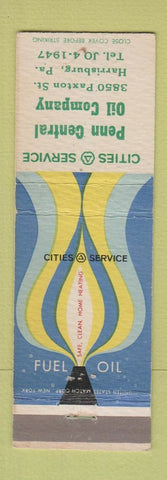 Matchbook Cover - Cities oil gas Penn Central Harrisburg PA
