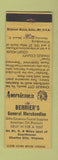 Matchbook Cover - Berrier's General Store Charles City VA Perkins Americana WEAR