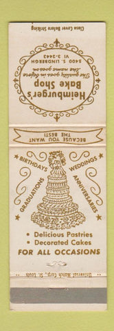Matchbook Cover - Heimburger's Bake Shop St Louis MO