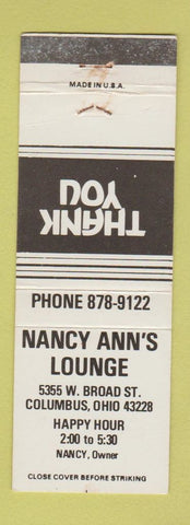 Matchbook Cover - Nancy Ann's Lounge Columbus OH