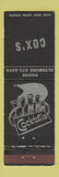 Matchbook Cover - Cox's Bar Elysburg PA