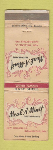 Matchbook Cover - Meal a Minit Restaurant New Orleans LA Indianapolis IN WORN