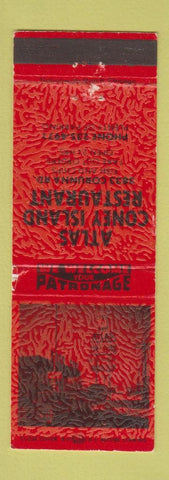 Matchbook Cover - Atlas Coney Island Restaurant Flint MI WEAR
