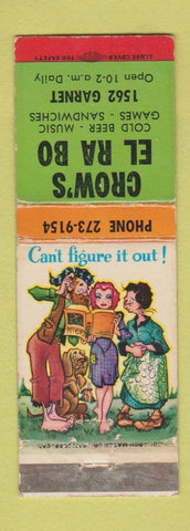 Matchbook Cover - Crow's El Ra Bo San Diego CA hillbilly WORN