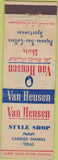 Matchbook Cover - Van Heusen Men's Shirts clothes Carrizio Springs TX