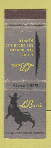 Matchbook Cover - LaBate's Denver Colorado restaurant WORN