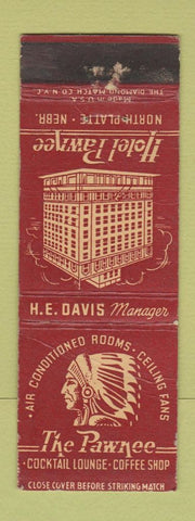 Matchbook Cover - The Pawnee Hotel North Platte NE Indian WORN