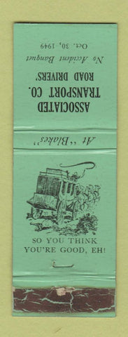 Matchbook Cover - Associated Transport Trucking Road Drivers Banquet 1949 WORN