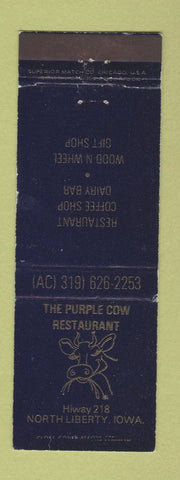 Matchbook Cover - The Purple Cow Restaurant North Liberty IA