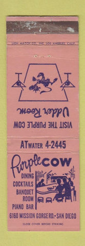Matchbook Cover - Purple Cow Restaurant San Diego CA WEAR