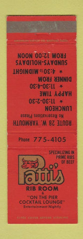Matchbook Cover - Patti's Rib Room West Yarmouth MA