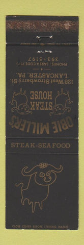 Matchbook Cover - Obie Miller's Steak House Lancaster PA WEAR