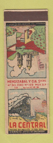 Matchbook Cover - La Central Railroad Mexico WORN