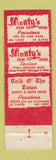 Matchbook Cover - Monty's Steak House Encino Pasadena CA WEAR