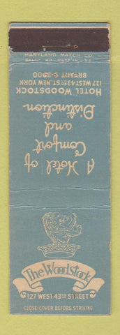 Matchbook Cover - The Woodstock Hotel New York City