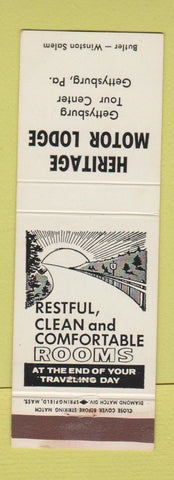 Matchbook Cover - Heritage Motor Lodge Gettysburg PA