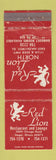Matchbook Cover - Red Lion Restaurant and Lounge Steger IL WEAR