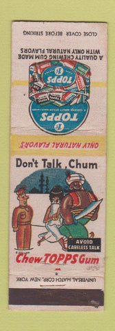 Matchbook Cover - Topps Gum WWII Don't Talk Chum WEAR