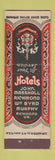 Matchbook Cover - Hotels John Marshall Richmond Wm Byrd Murphy Richmond VA