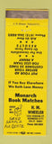Matchbook Cover - Monarch Book Matches HW Wheeler Redwood City CA
