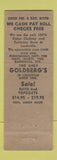 Matchbook Cover - Goldberg's Tailors Men's Cltohes Louisville KY
