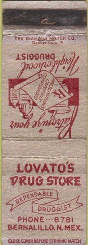 Matchbook Cover - Lovato's Drug Store Bernalillo NM WEAR
