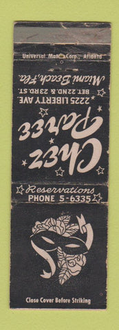 Matchbook Cover - Chez Paree Miami Beach FL WORN