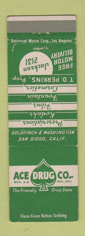 Matchbook Cover - Ace Drug Company San Diego CA