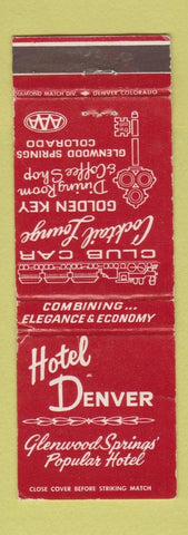 Matchbook Cover - Hotel Denver Glenwood Springs Colorado WEAR
