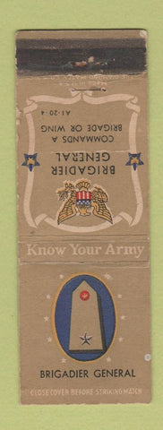 Matchbook Cover - Know Your Army Grigadier General WEAR