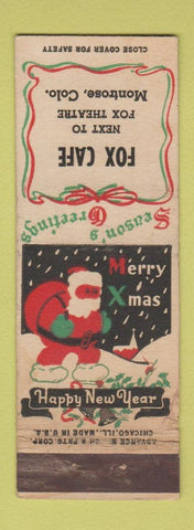 Matchbook Cover - Fox Cafe Monrtose Colorado Christmas ADVANCE WEAR