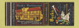 Matchbook Cover - Beck's Restaurant Hagerstown MD