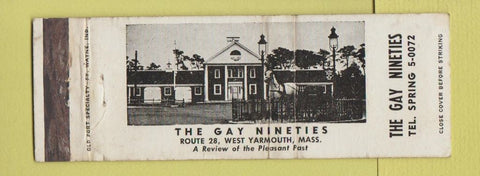 Matchbook Cover - The Gay Ninties West Yarmouth MA WORN Full Length