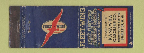 Matchbook Cover - Fleet Wing oil gas Kanawha Charleston WV WORN